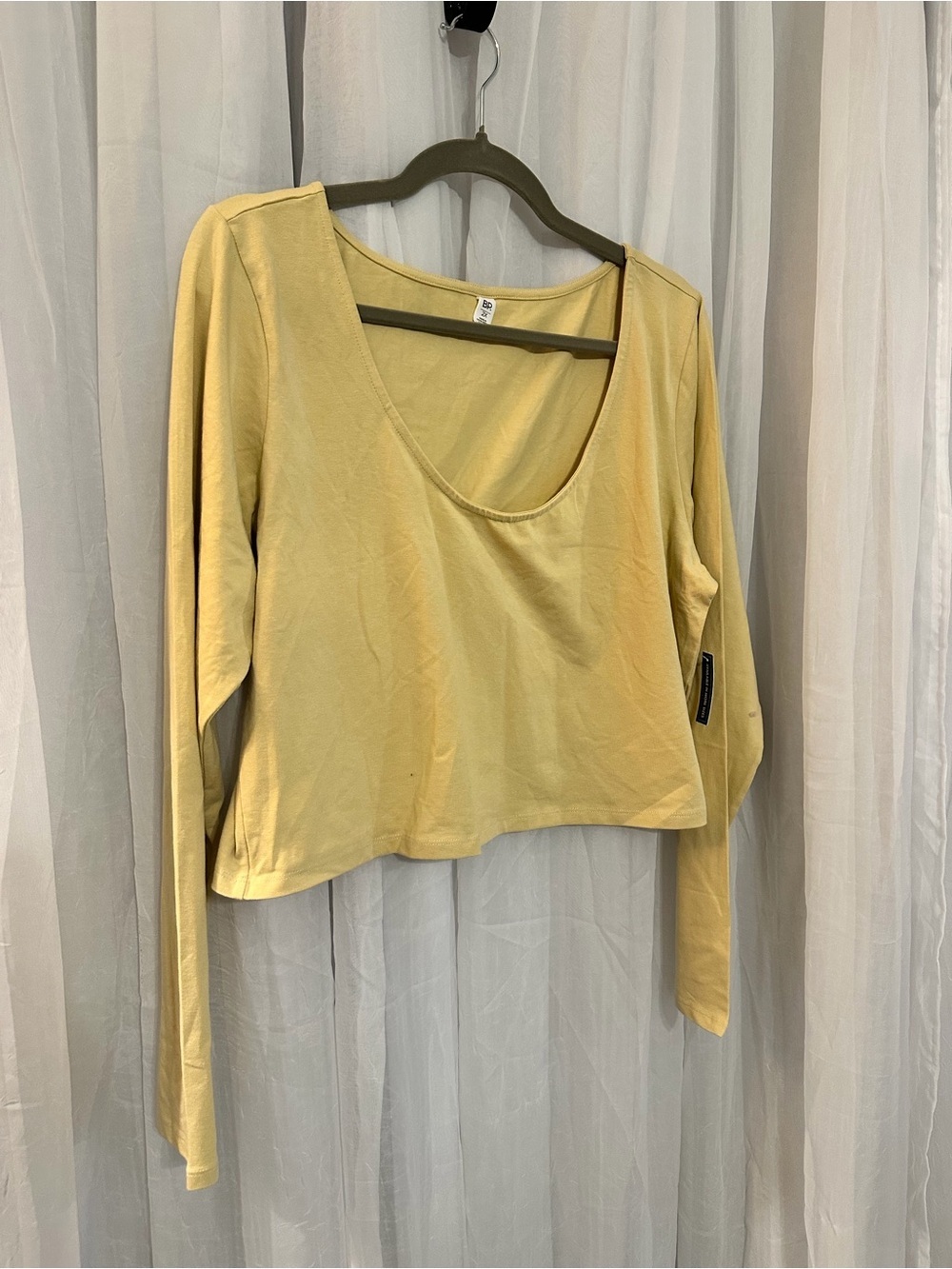bp Yellow Scoop Neck Long Sleeve Crop Top